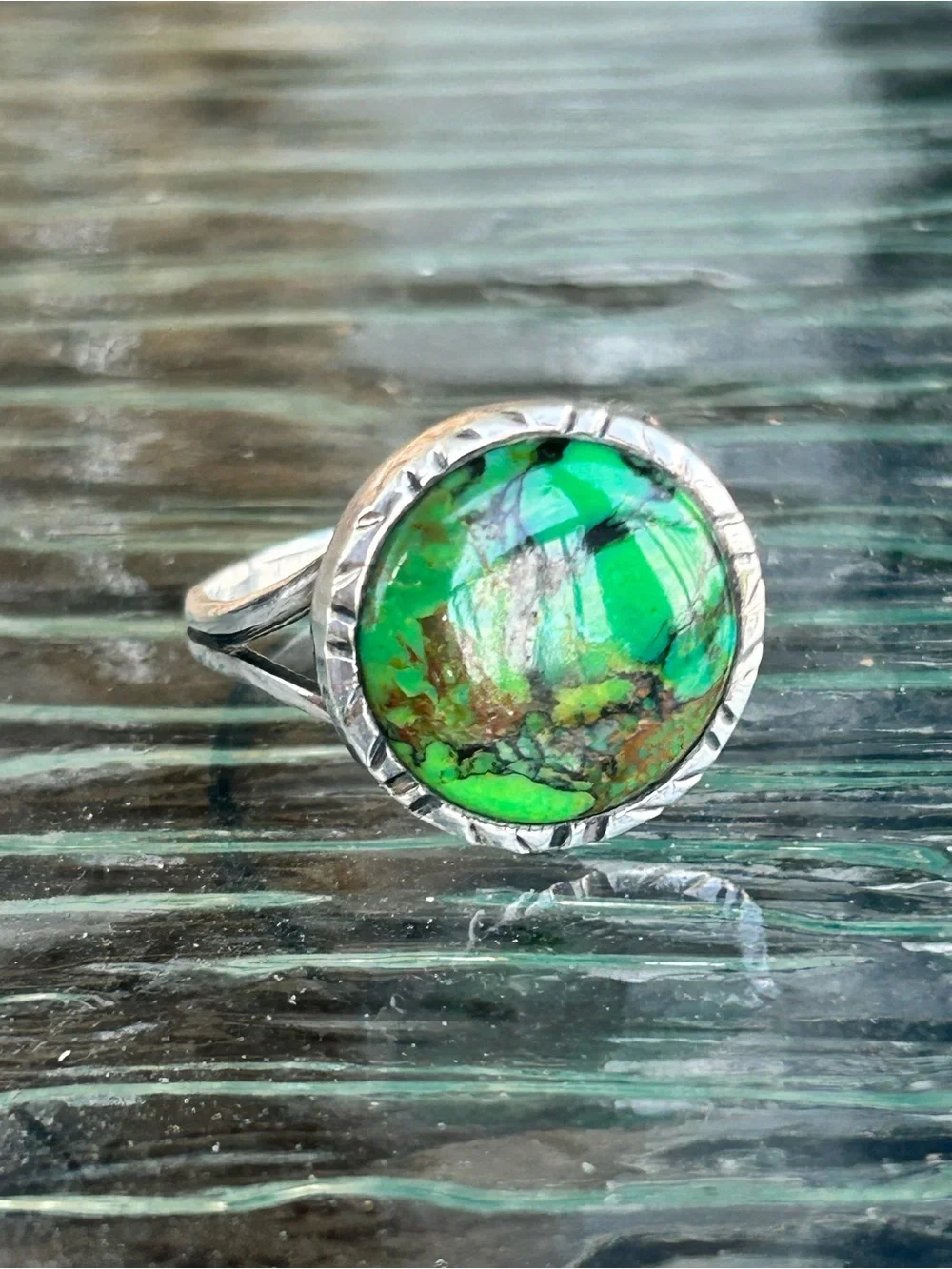 Vintage Mojave Turquoise Stamped Sterling Silver 925 Ring